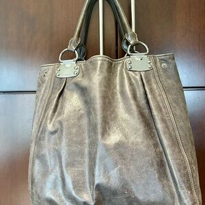 Miu Miu Brown Leather Tote with Silver Hardware